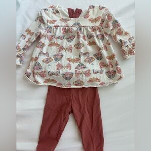 Burt's Bees Baby Cream Butterfly Print Dress with Rust Tabs